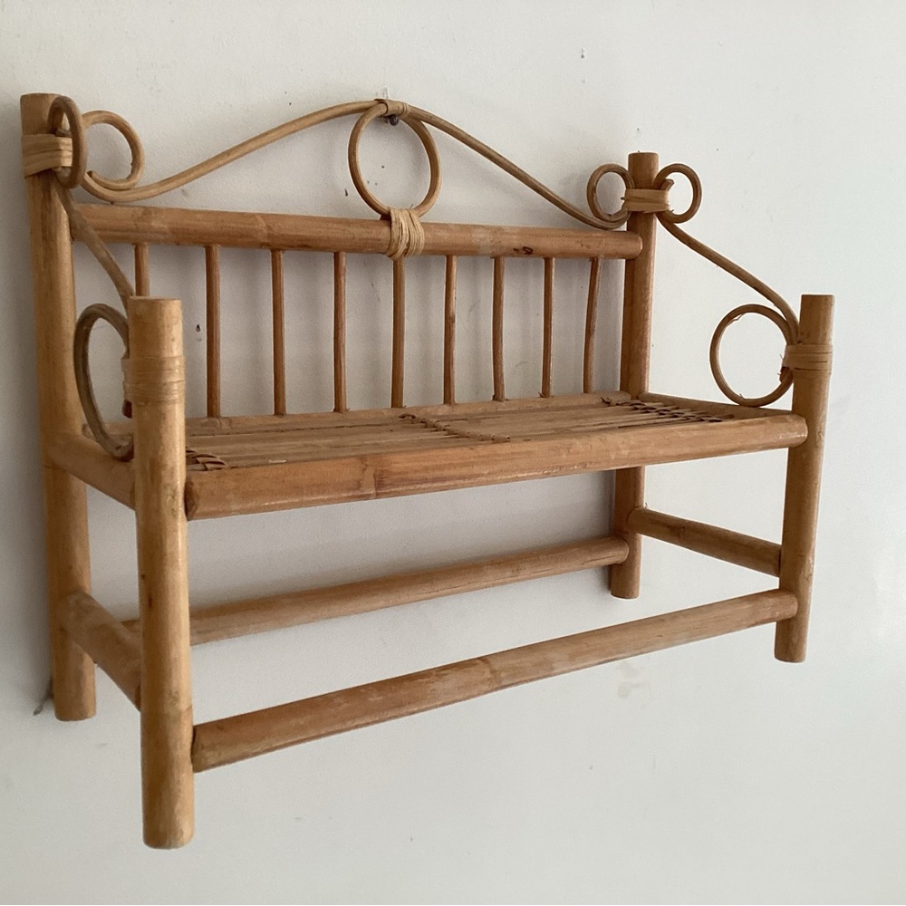 Vintage Rustic Bamboo Wall Shelf